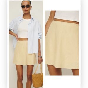 Reformation Brandy Linen Skirt in Parmesan Medium $148